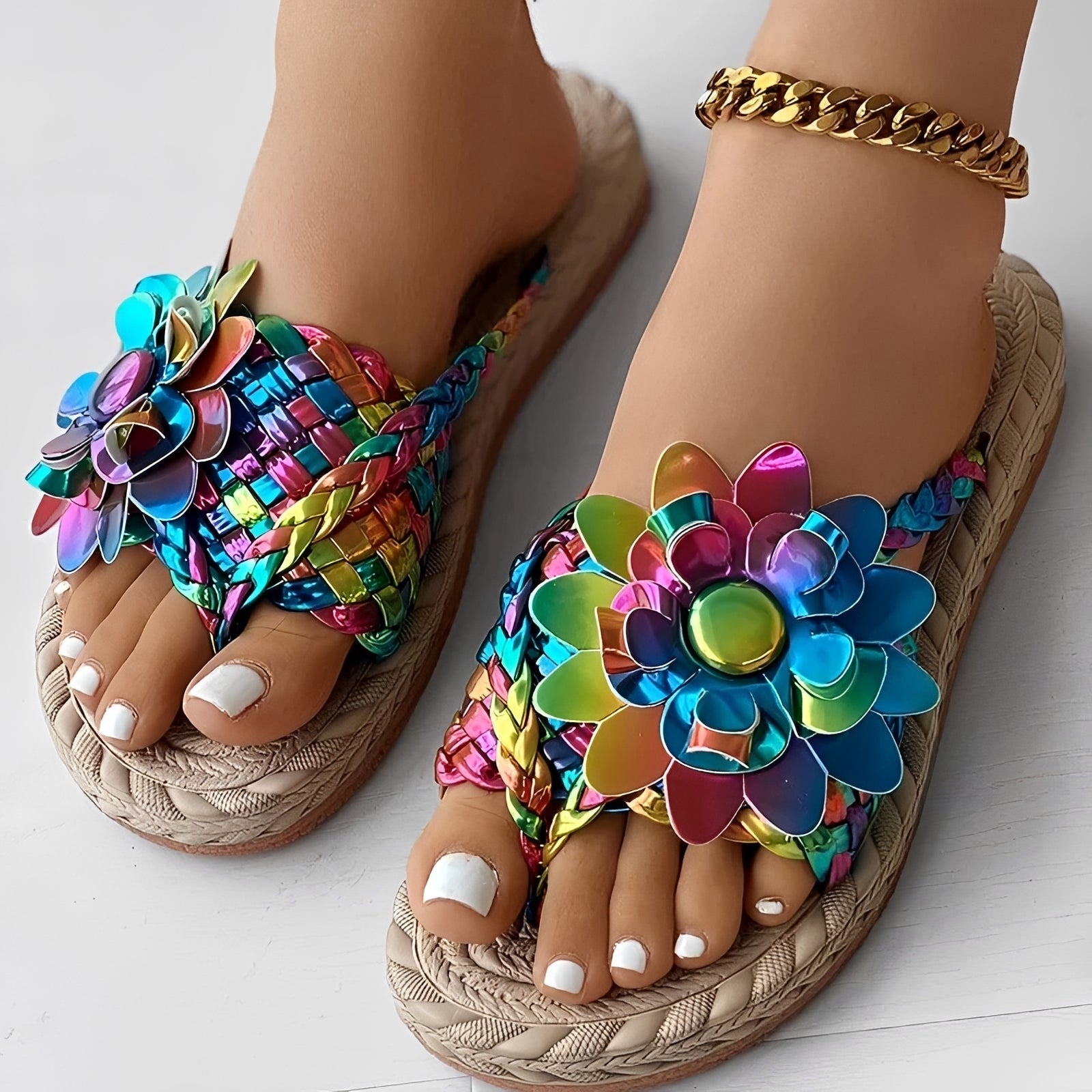 Saira - Bequeme Geflochtene Flip Flops