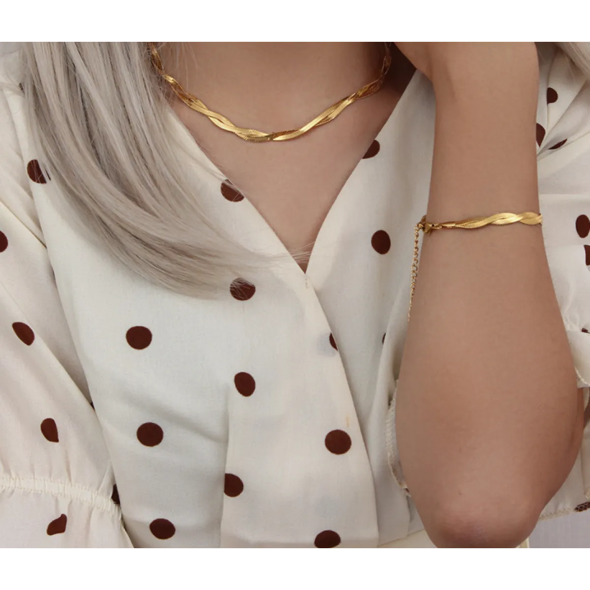 Alina – Elegantes, geflochtenes Halsketten- und Armbandset