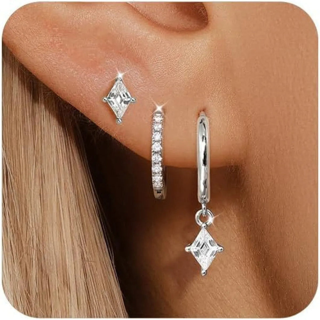Azaria – Ohrringe-Set mit Diamantanhänger