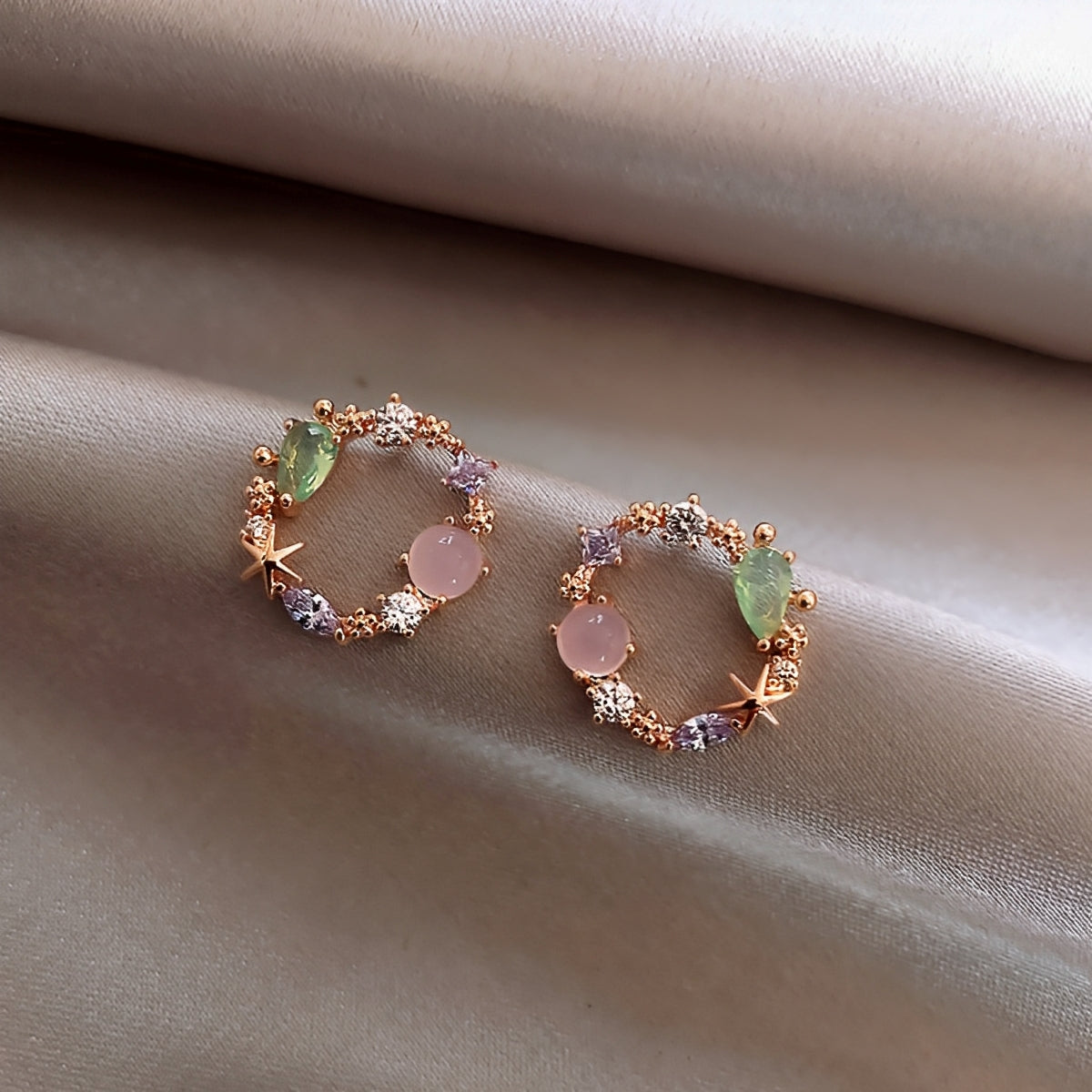 Florina – Ohrringe mit Kristallblüten und Roségold