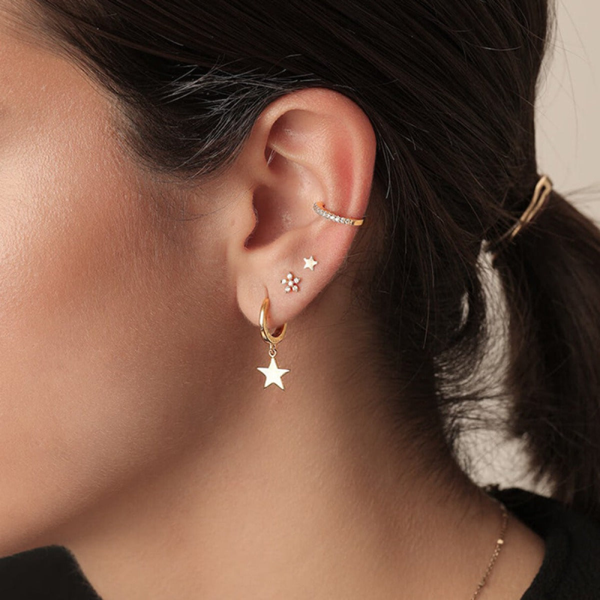 Stellia – Sternohrringe mit fünf Spitzen in Gold