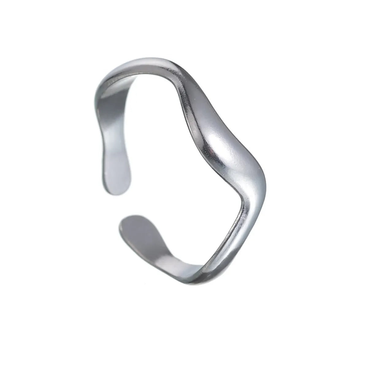 Theva – Offener Ring aus Titan mit Wasserwellen