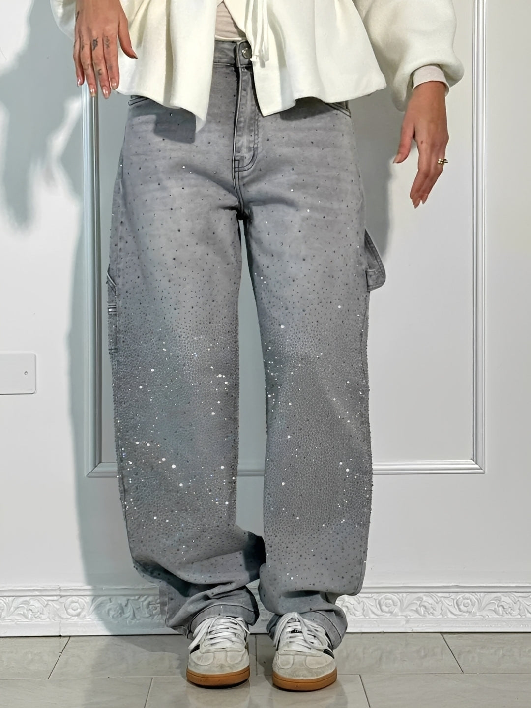 Sami - Schicke Weitbein-Jeans mit Glitzer