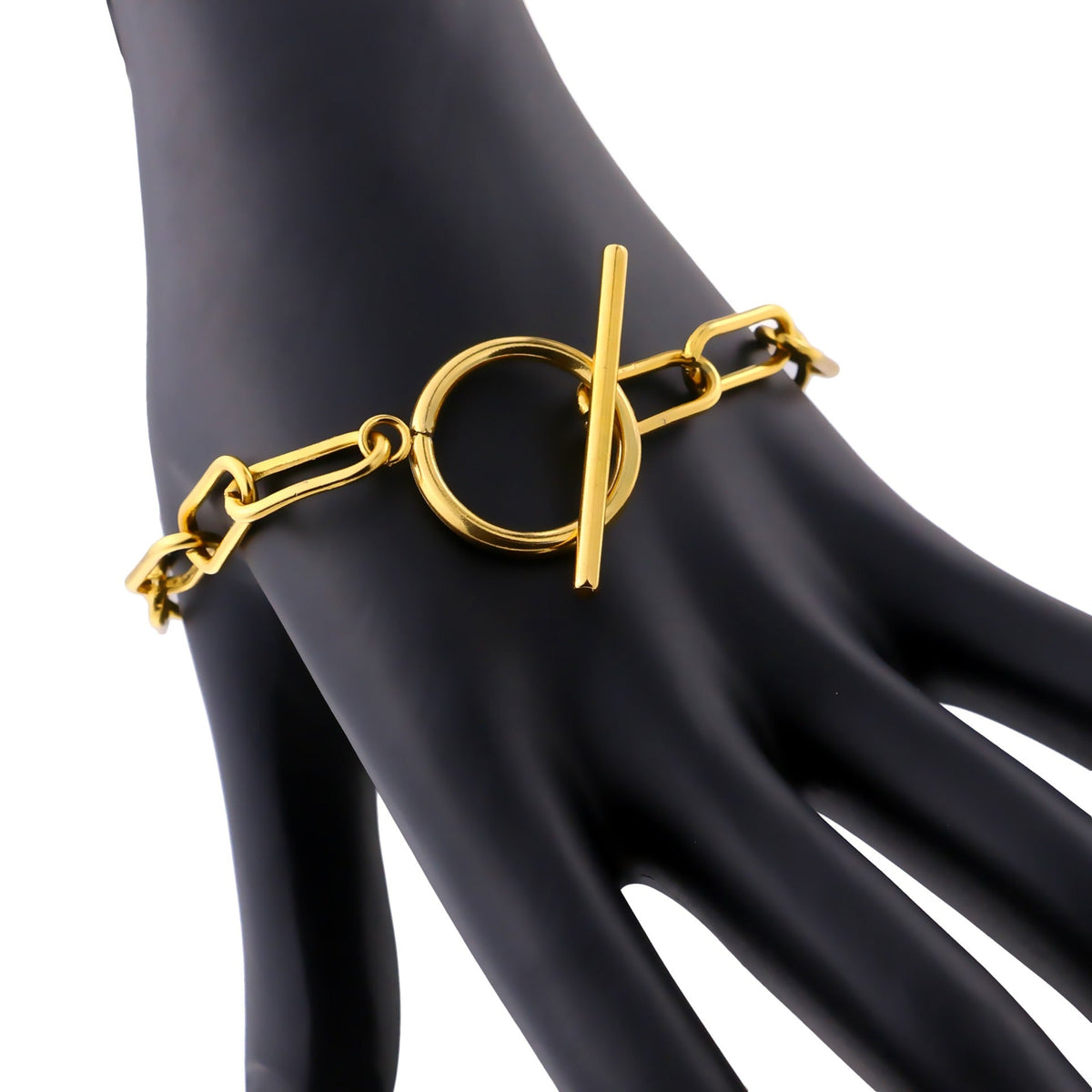 Millie – T-Bar-Armband mit rechteckigen goldenen Elementen