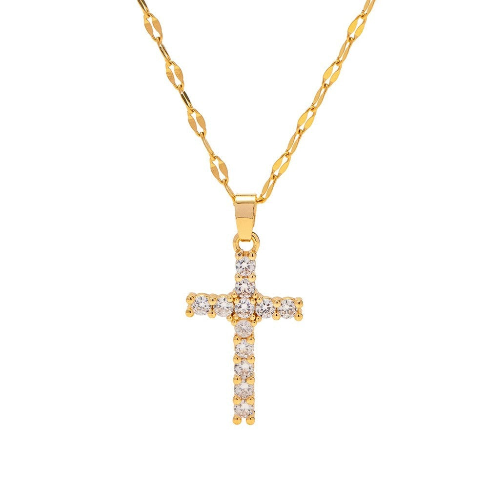 Noah – Goldene Halskette mit Zirkonia-Kreuz