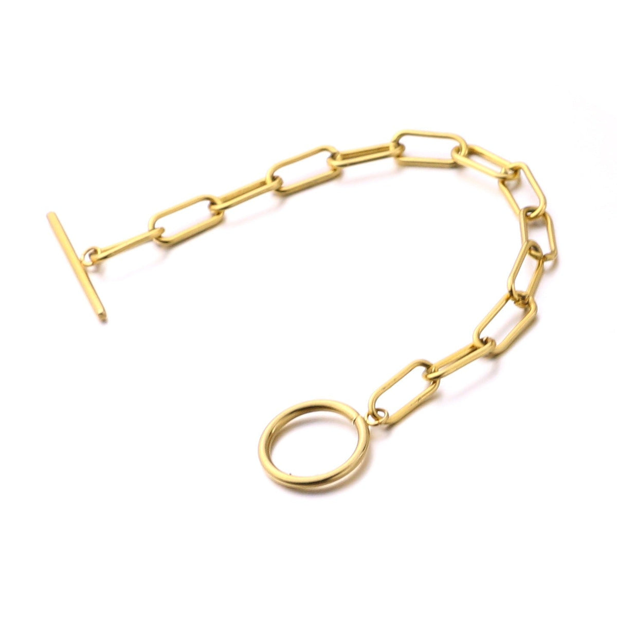 Millie – T-Bar-Armband mit rechteckigen goldenen Elementen