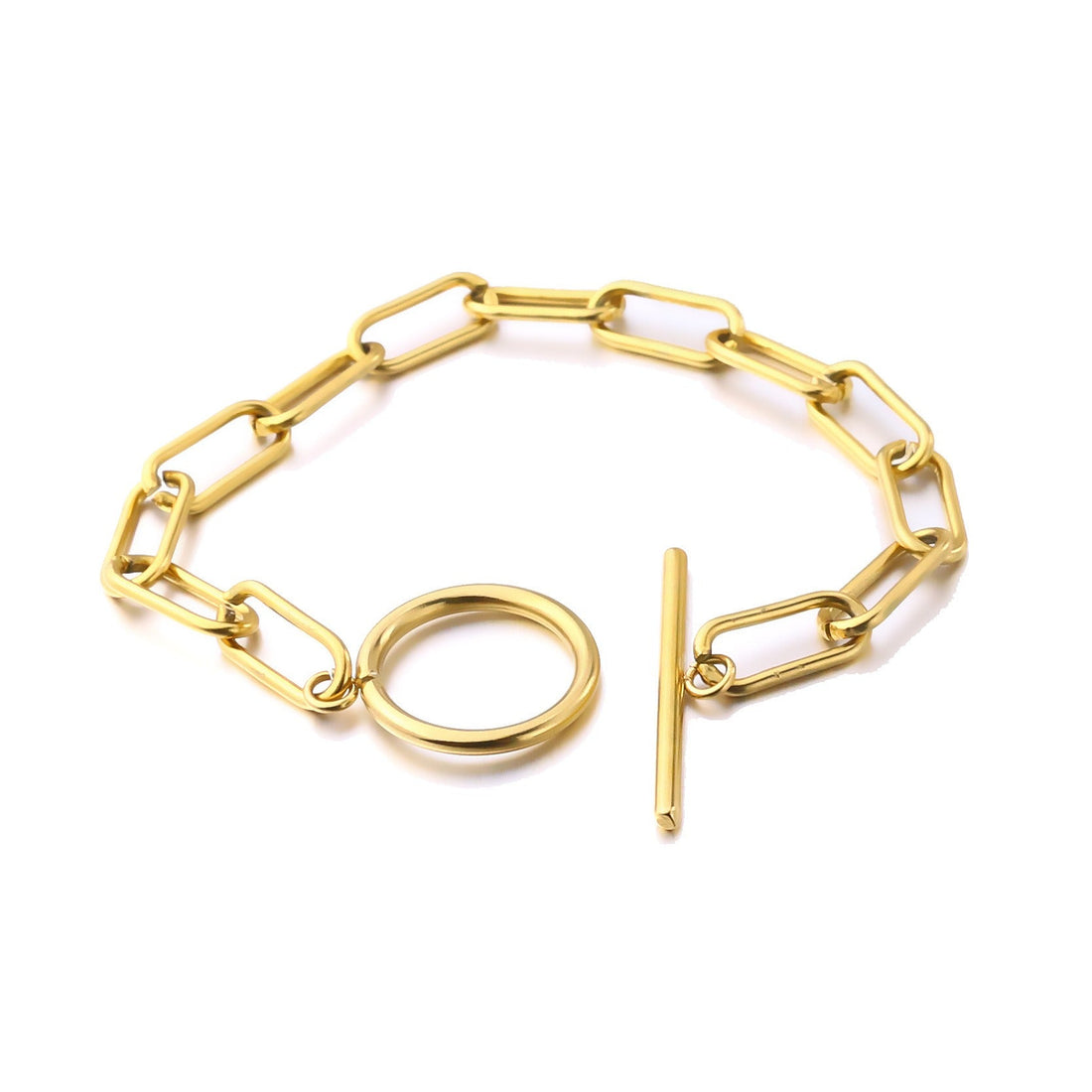Millie – T-Bar-Armband mit rechteckigen goldenen Elementen
