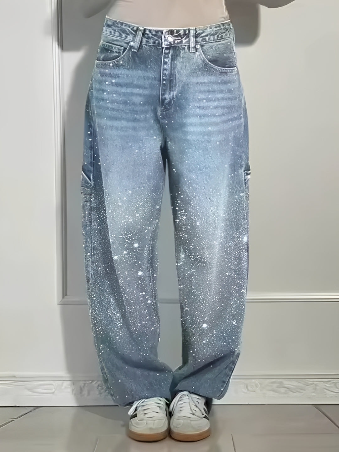 Sami - Schicke Weitbein-Jeans mit Glitzer