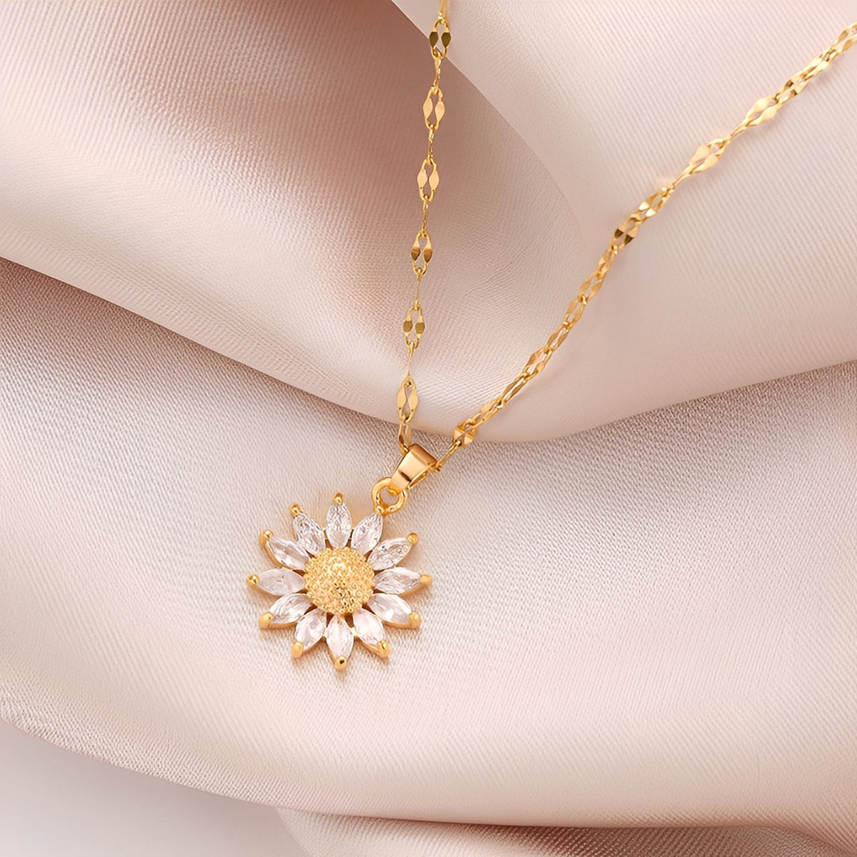 Manon – Strahlende Sonnenblumen-Halskette in Gold