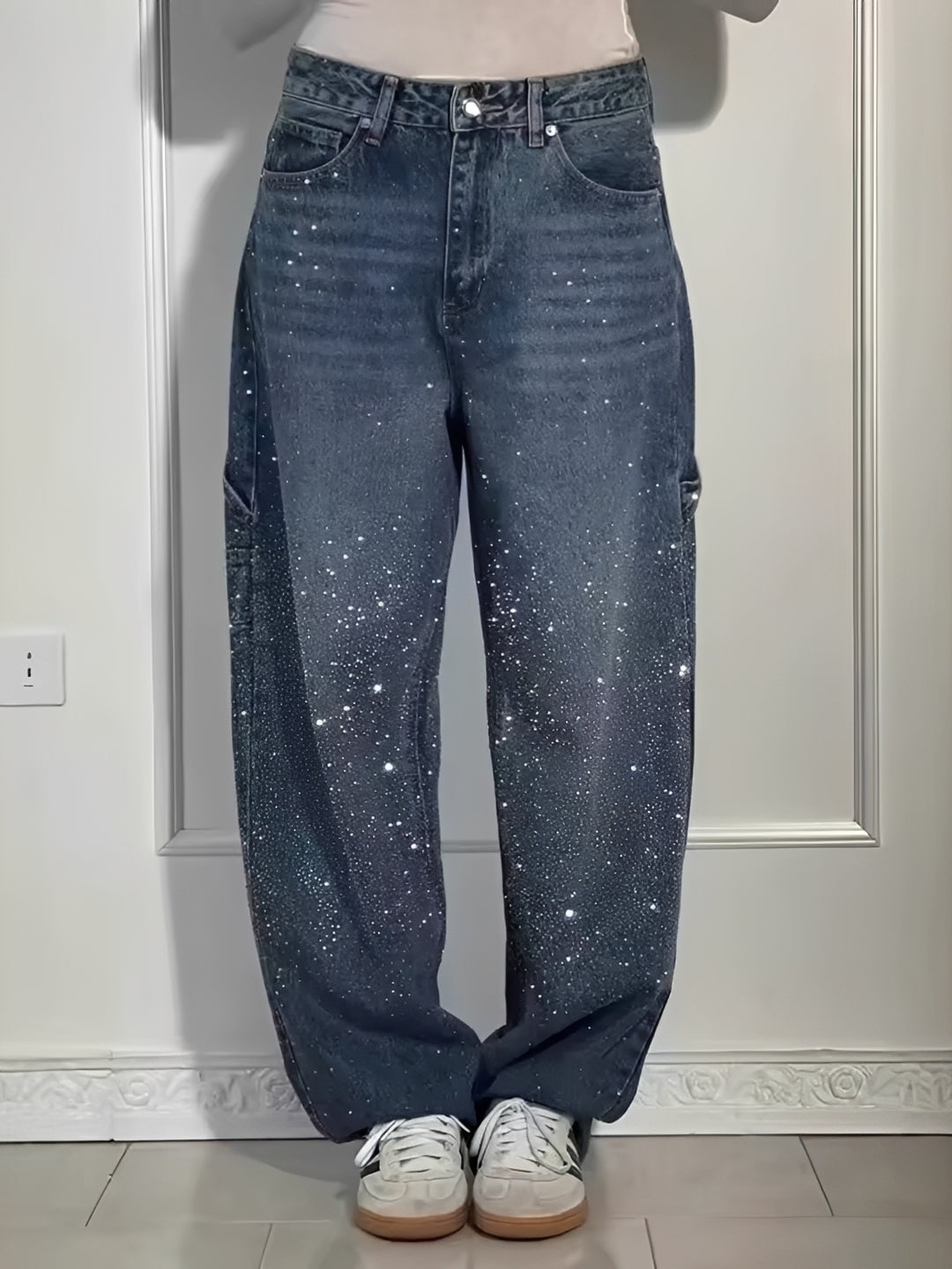 Sami - Schicke Weitbein-Jeans mit Glitzer