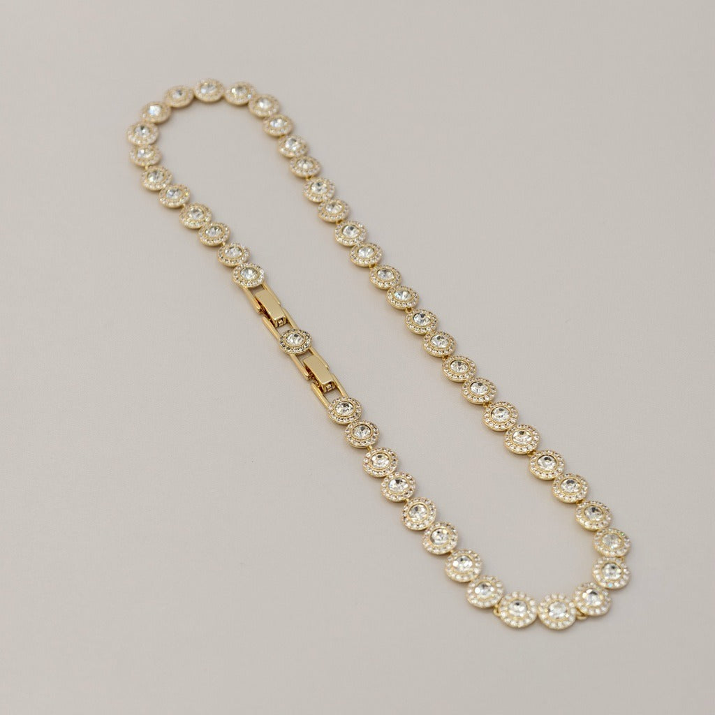 Victoria – Kette und Armband mit schimmerndem runden Knopf