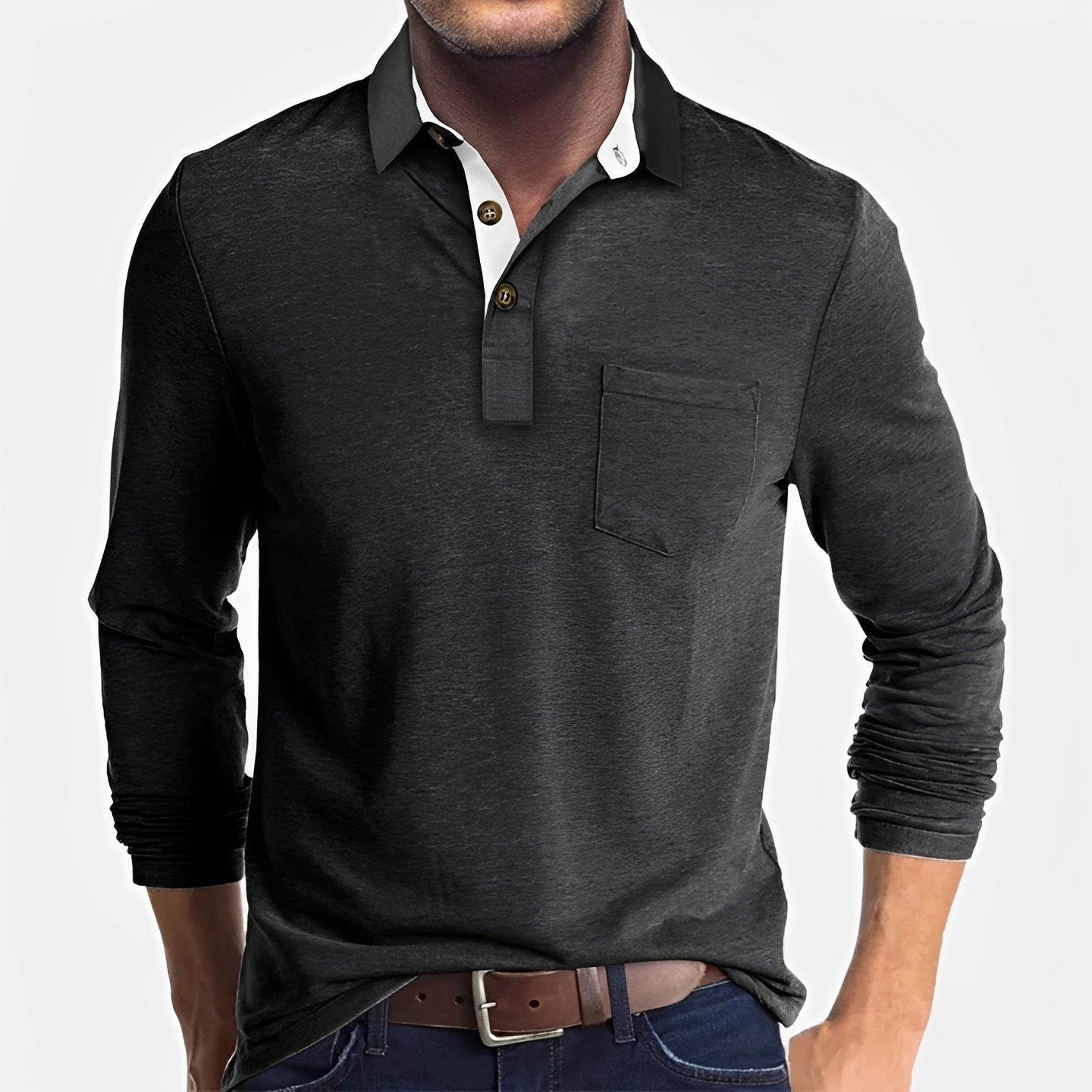 Hardy - Lässiges langärmliges Poloshirt