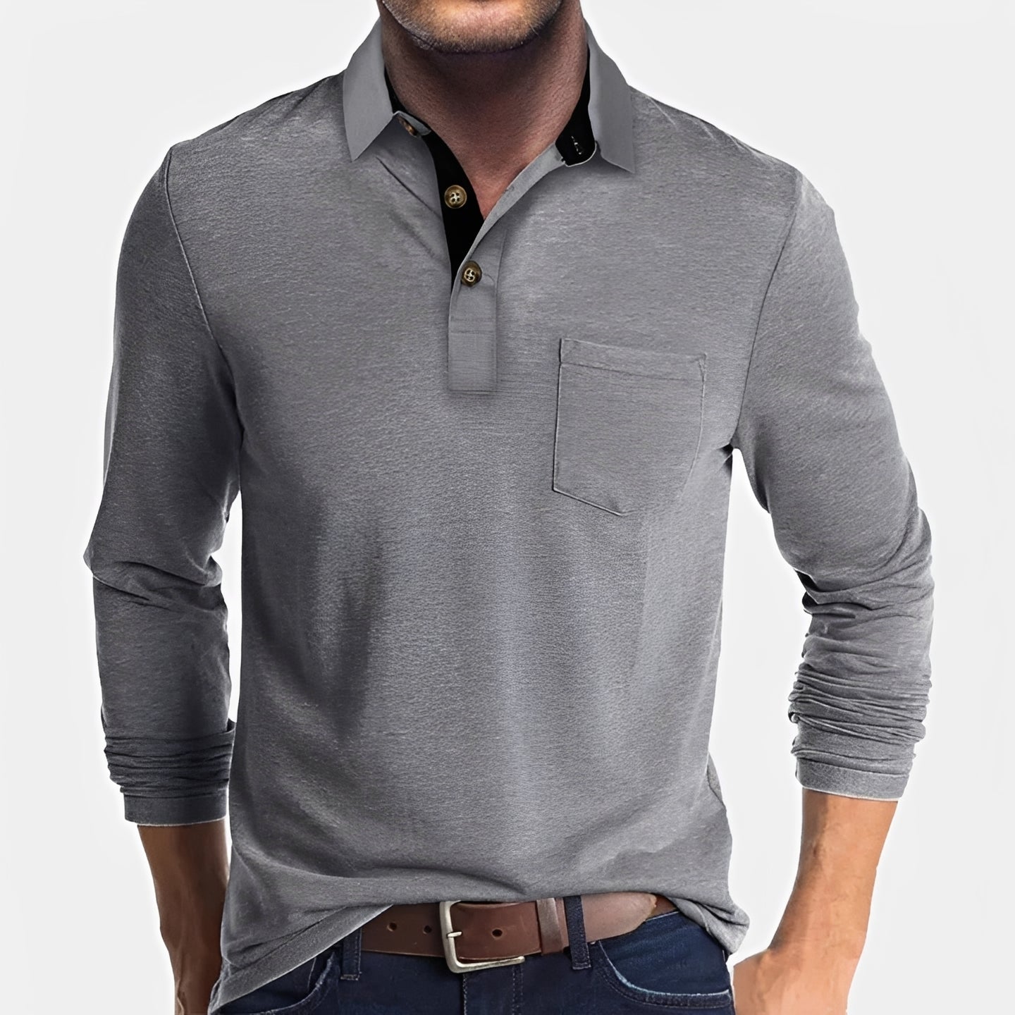 Hardy - Lässiges langärmliges Poloshirt