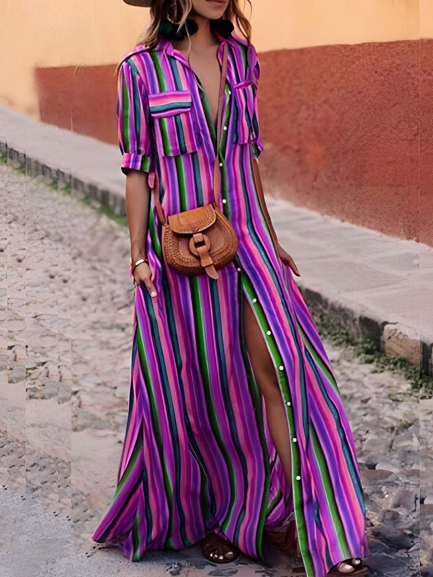Samara - Schickes gestreiftes Maxikleid