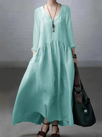 Lindy - Lockeres, bequemes Damenkleid mit V-Ausschnitt