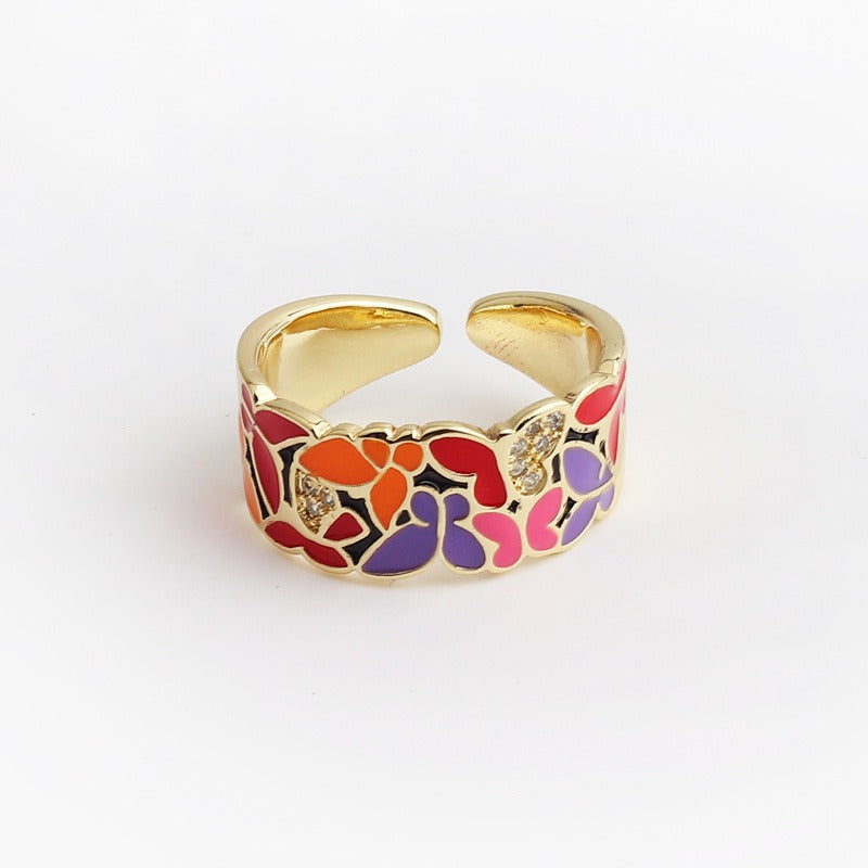 Kamille – Großer Camille-Ring mit blauem Blattmuster