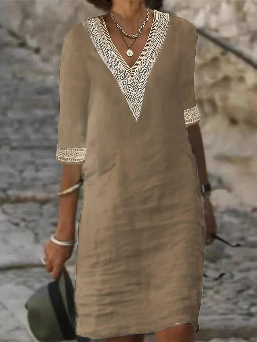 Arianne – Elegantes Häkeldress mit V-Ausschnitt