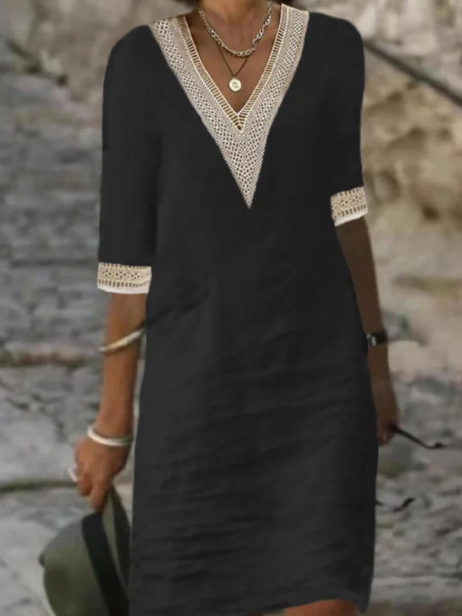 Arianne – Elegantes Häkeldress mit V-Ausschnitt