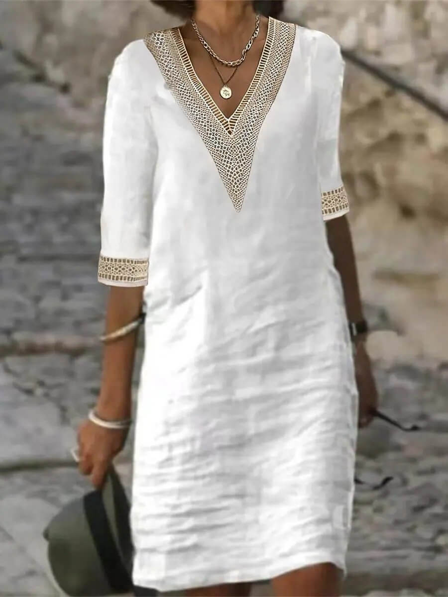 Arianne – Elegantes Häkeldress mit V-Ausschnitt