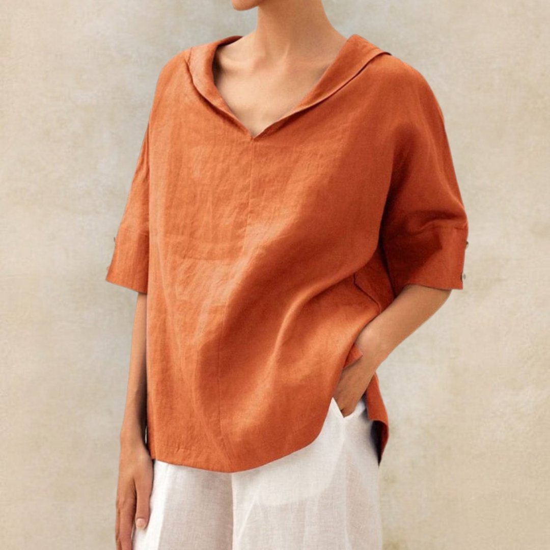 Lena – Lässige Bluse mit V-Ausschnitt für Damen
