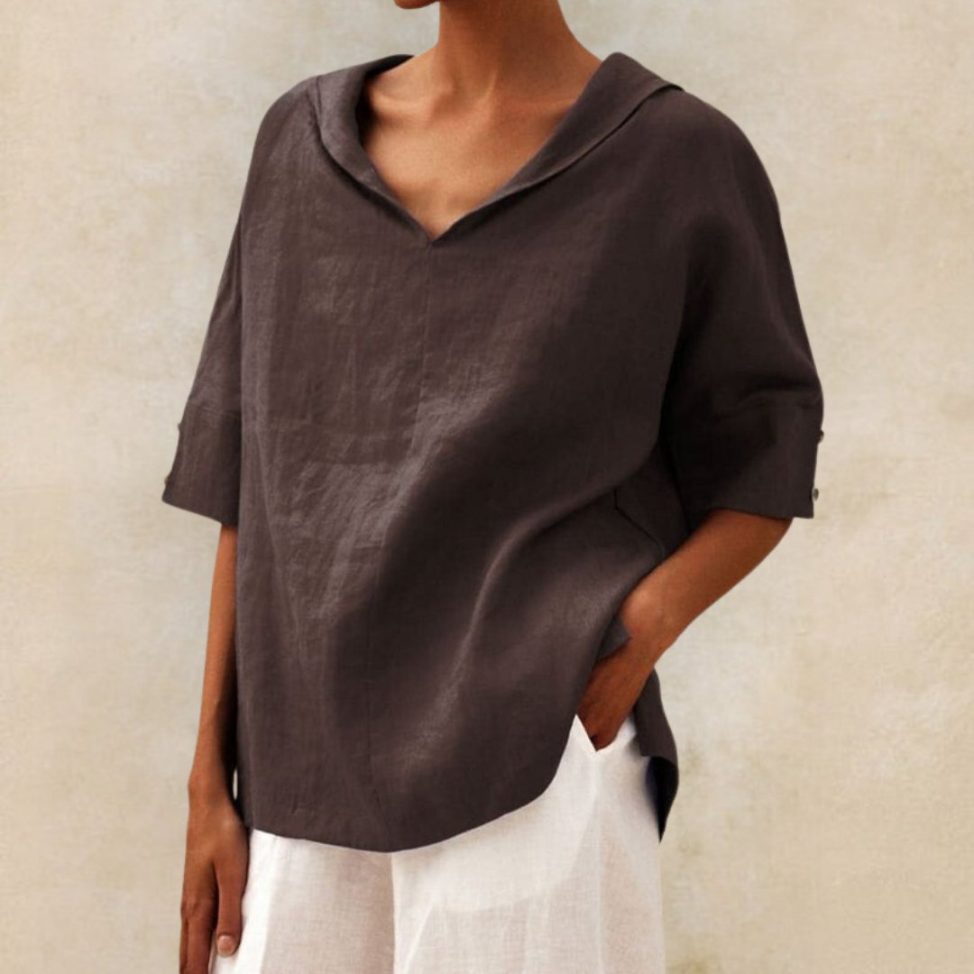 Lena – Lässige Bluse mit V-Ausschnitt für Damen
