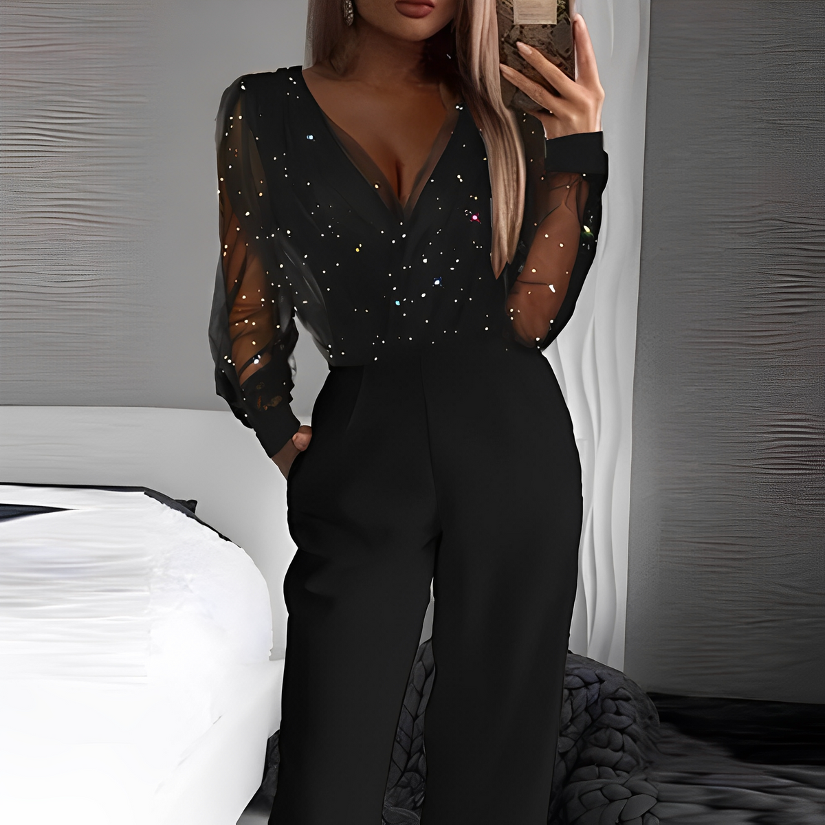 Alissa - Eleganter Jumpsuit mit V-Ausschnitt für Damen