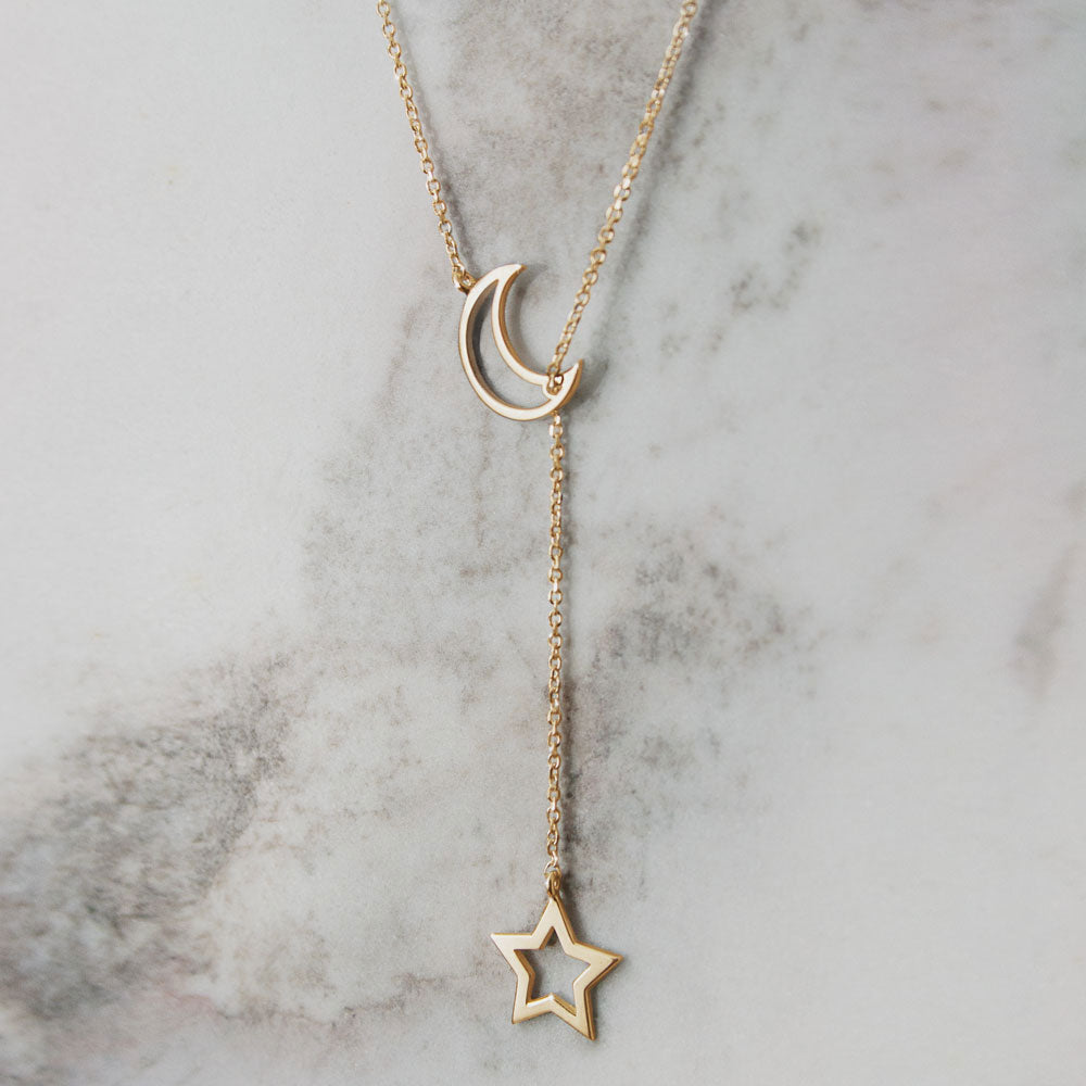 Mond und Sterne - Lariat-Halskette