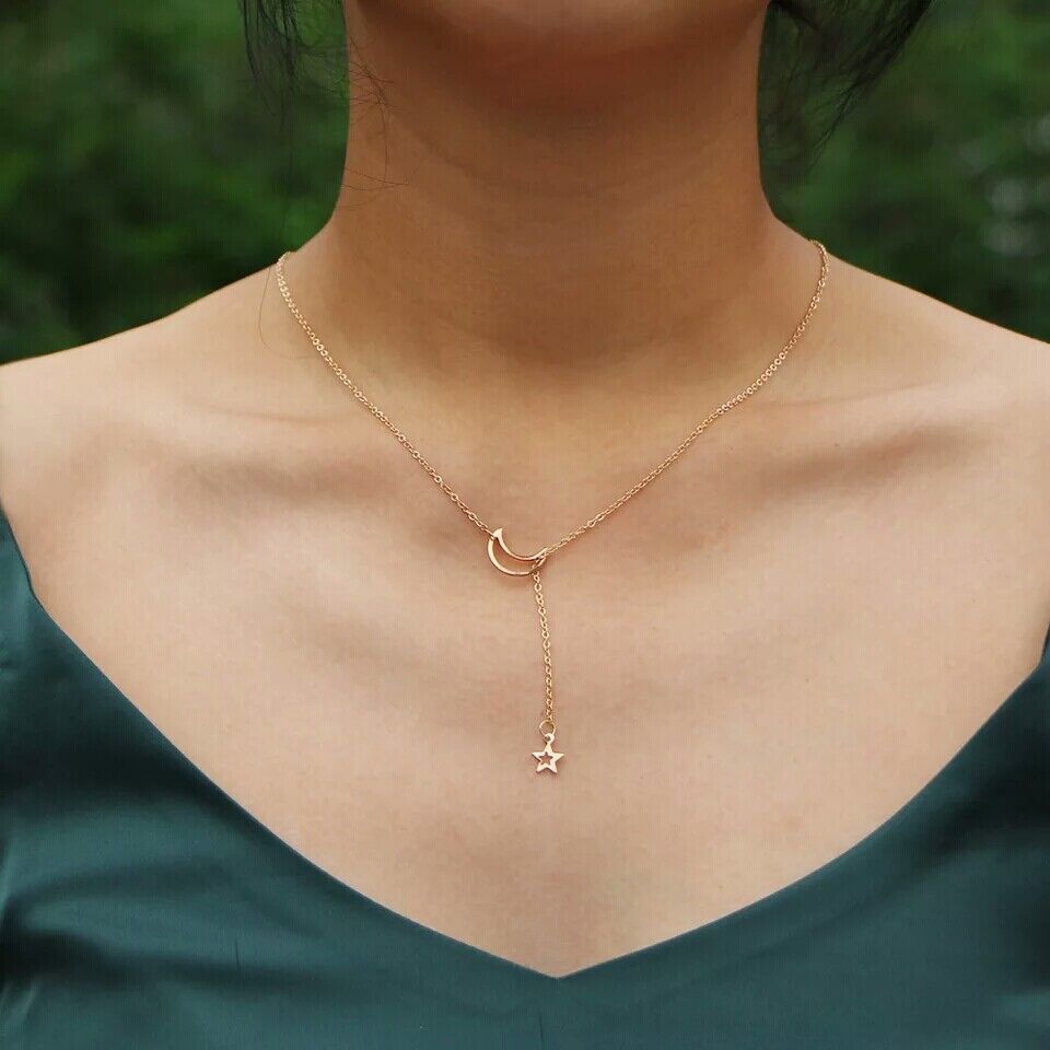 Mond und Sterne - Lariat-Halskette