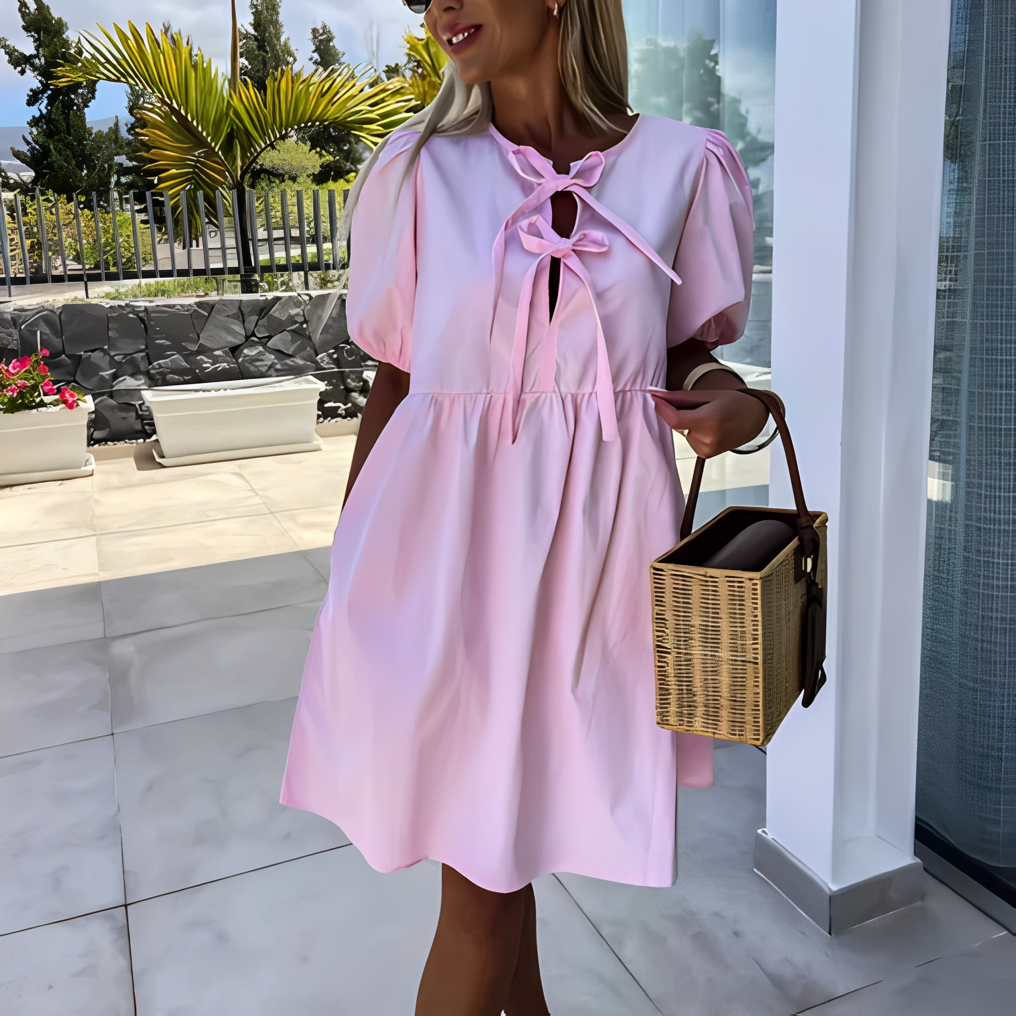 Eunice - Damen Sommerkleid mit Puffärmeln im stilvollen Design